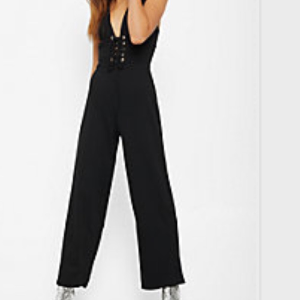 Black lace up jumpsuit